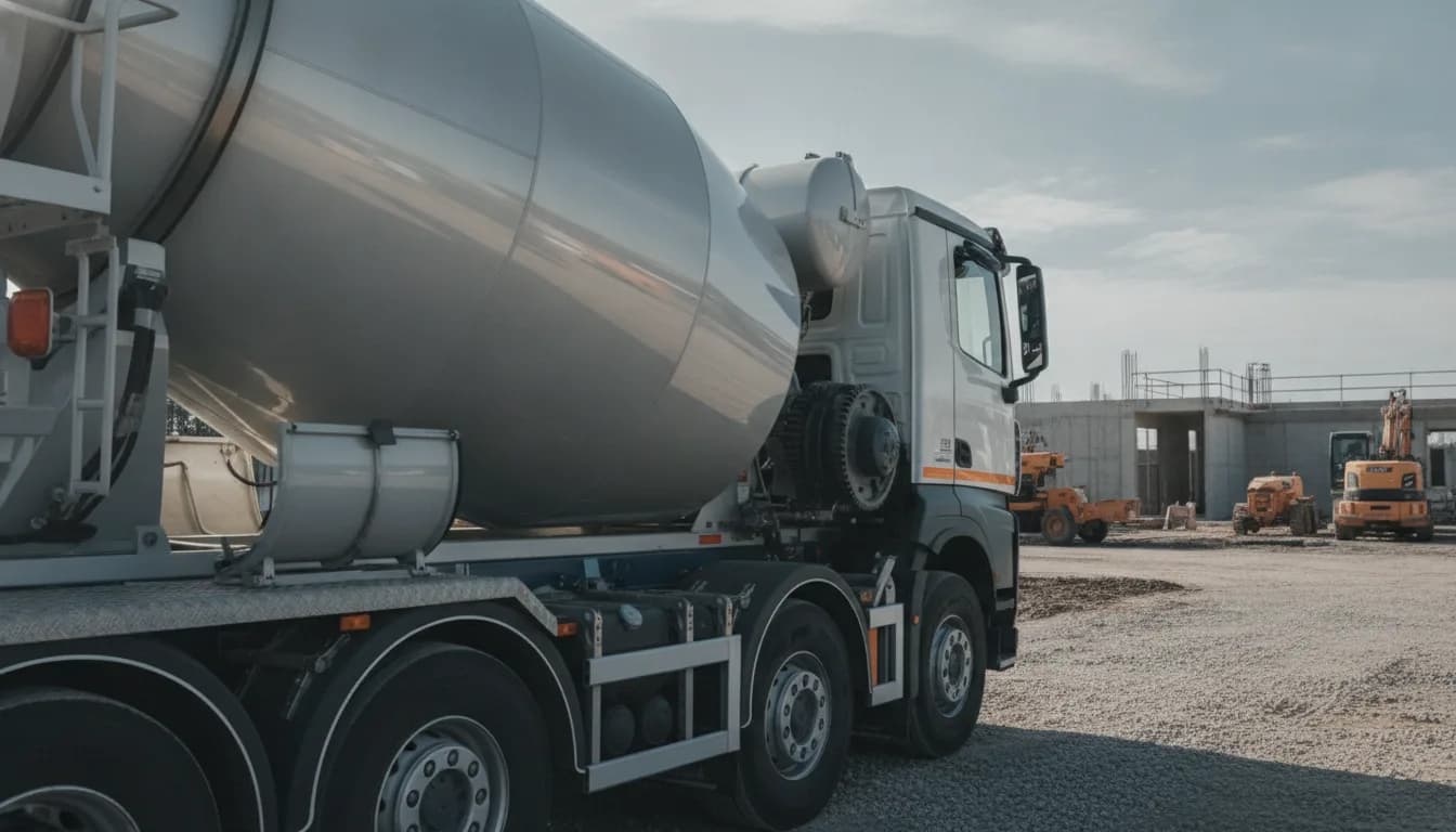 Camion toupie de livraison de béton prêt à l'emploi