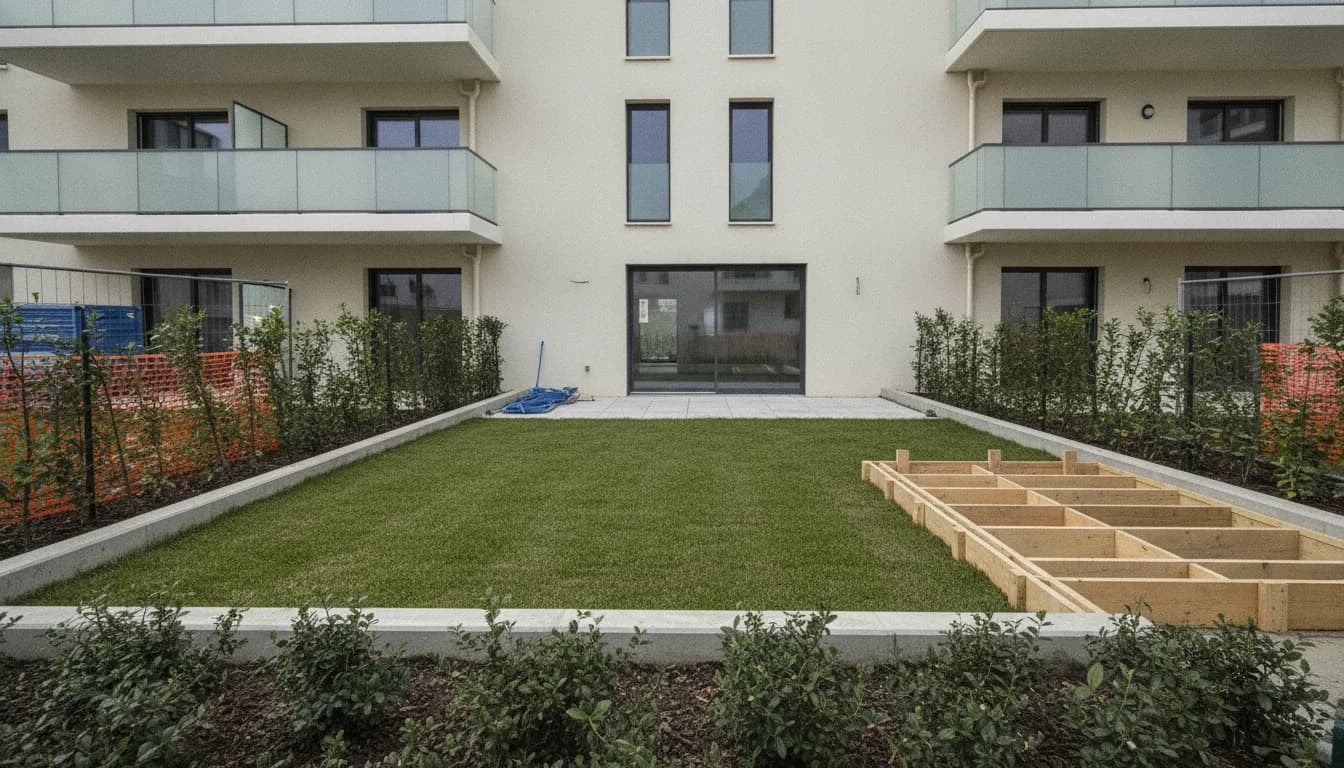 Dalle béton dans un jardin de copropriété : les règles avant de couler