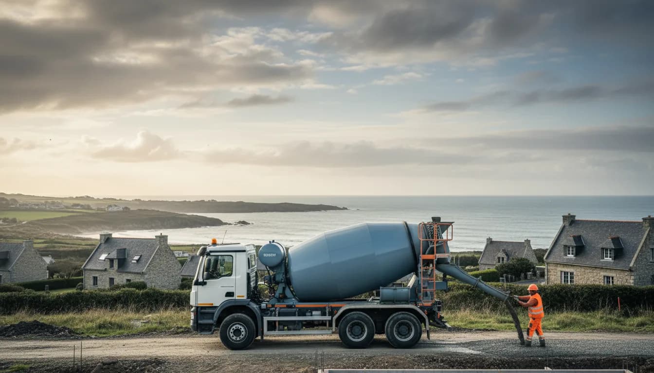 Camion toupie livrant du béton prêt à l'emploi à Rennes