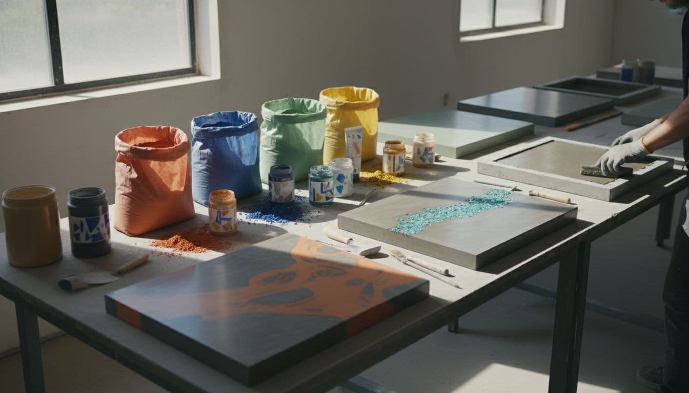 Pigments colorés et autres options de personnalisation des comptoirs en béton
